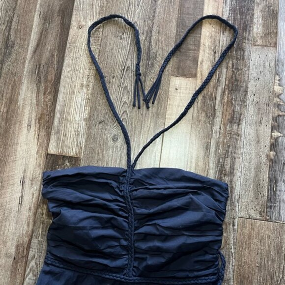 VERONICA BEARD Tucker Ruched Halter Midi Dress Size 10 - Picture 5 of 9